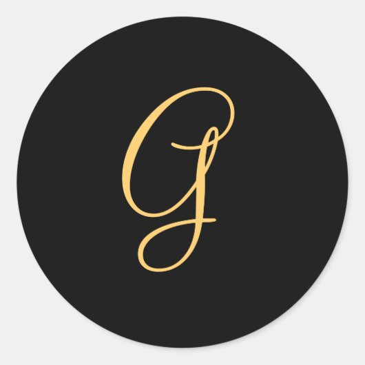 Goudkleurig initiaal G op zwart monogram rond Ronde Sticker (Voorkant)