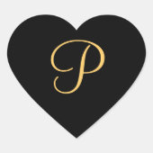 Goudkleurig initiaal P op zwart monogram sticker (Voorkant)