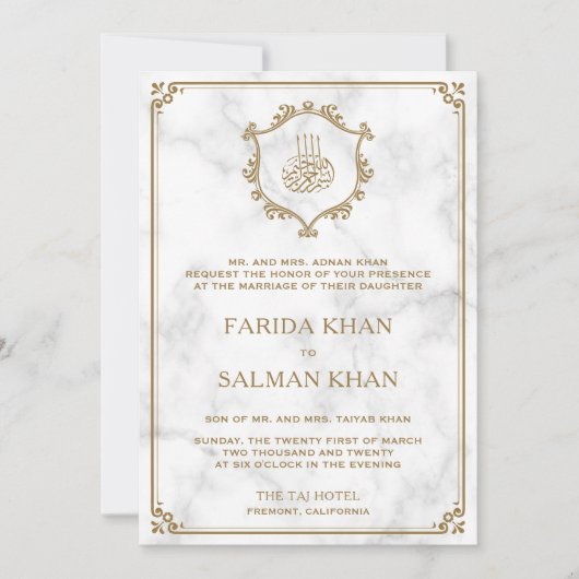 goudkleurig marmer Islamic Weddenschap Kaart (Voorkant)