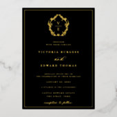  goudkleurig monogram bruiloft Foto Folie Uitnodiging (Voorkant)