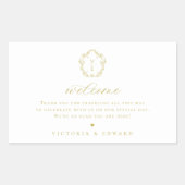  goudkleurig monogram bruiloft Welkom Rechthoekige Sticker (Voorkant)