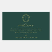  goudkleurig monogram bruiloft Welkomstgroen Rechthoekige Sticker (Voorkant)