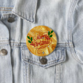 Goudkleurig, Prettig kerstfeest, Ronde Button 7,6 Cm (In situ)
