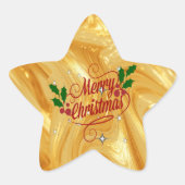 Goudkleurig, Prettig kerstfeest, Ster Sticker (Voorkant)