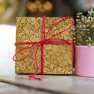 Goudkleurig vintage wervelend patroon klassiek abs cadeaupapier