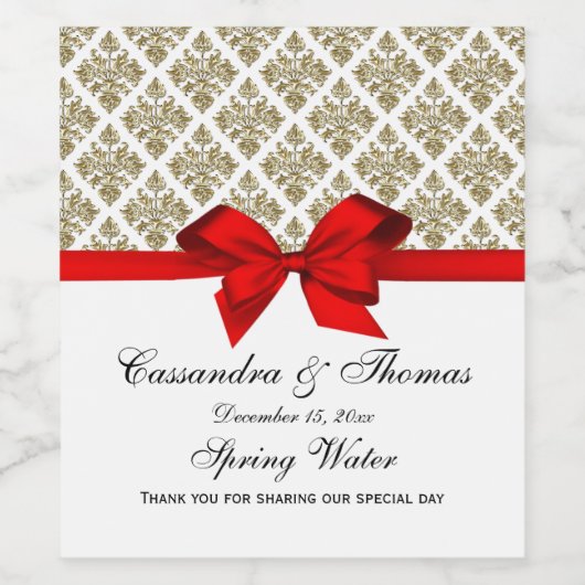 goudkleurig wit Damask Red H Wine Flaconetiket Wijn Etiket (Enkel label)