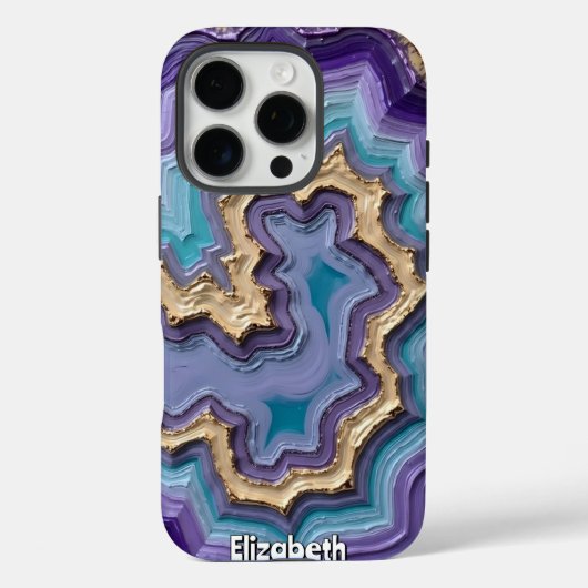 goudkleurige Abstracte geode Case-Mate iPhone Case (Achterkant)