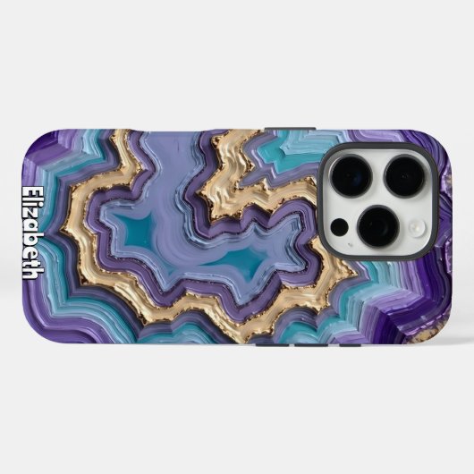 goudkleurige Abstracte geode Case-Mate iPhone Case (Achterkant (horizontaal))