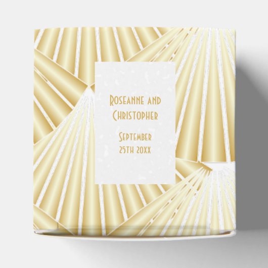 Goudkleurige Art Deco Design Bruiloft Bedankdoosjes (Bovenkant)