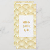 Goudkleurige Art Deco Design Bruiloft Diner Menu (Voorkant / Achterkant)