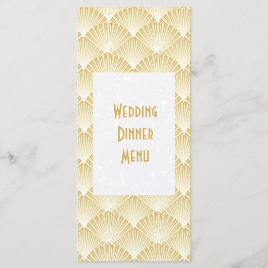 Goudkleurige Art Deco Design Bruiloft Diner Menu (Voorkant)