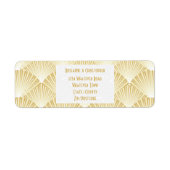 Goudkleurige Art Deco Design Bruiloft Etiket (Voorkant)