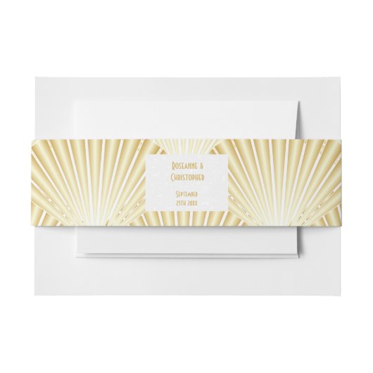 Goudkleurige Art Deco Design Bruiloft Uitnodigingen Wikkel (Voorkant Voorbeeld)