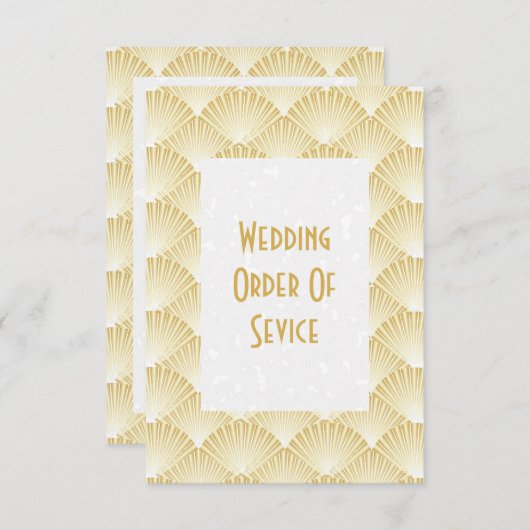 Goudkleurige Art Deco Design Trouwprogramma Kaart (Voorkant / Achterkant)