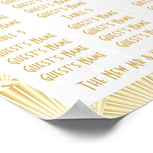 Goudkleurige Art Deco Design Trouwzitting Poster (Hoek)