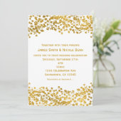 Goudkleurige baby's adem witte elegante uitnodigin kaart (Staand voorkant)