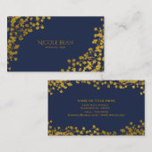 Goudkleurige Baby's Breath Blauwe Elegante Bloem Visitekaartje (Voorkant / Achterkant)