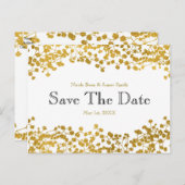 Goudkleurige Baby's Breath Witte Save the Date Aankondigingskaart (Voorkant / Achterkant)