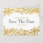 Goudkleurige Baby's Breath Witte Save the Date Aankondigingskaart (Voorkant)
