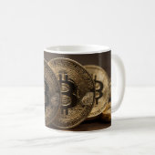 Goudkleurige BitCoin Koffiemok (Voorkant rechts)