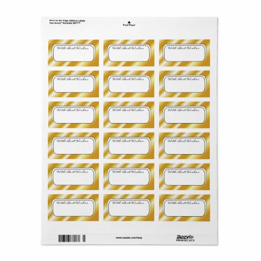 Goudkleurige Cadeau Labels - Beste wensen (Full Sheet)