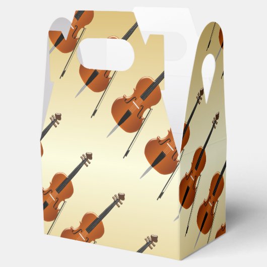 Goudkleurige cello bedankdoosjes (Geopend)