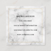 Goudkleurige cirkel marmer met monogrammotief vierkante visitekaartje (Achterkant)