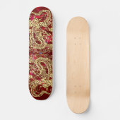 Goudkleurige Draak met Reliëf op Rode Satijnen Pri Persoonlijk Skateboard (Voorkant)