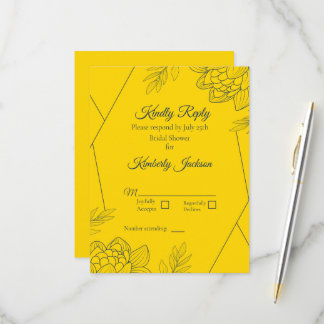 Goudkleurige Elegantie Bruidsborrel RSVP Kaartje