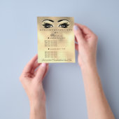 Goudkleurige flyer voor schoonheidssalon met valse (Hand)