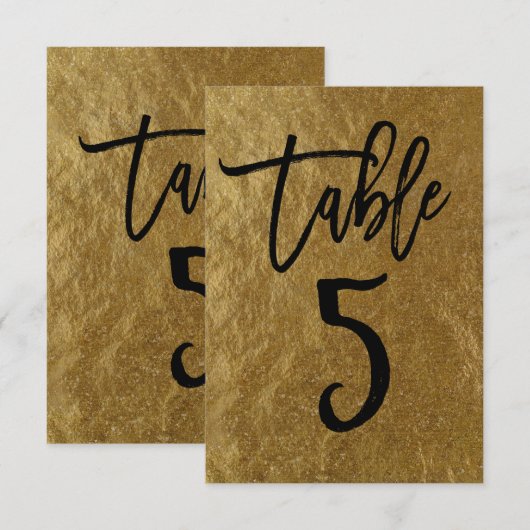 Goudkleurige folie moderne script tafelnummer 5 (Voorkant / Achterkant)