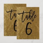 Goudkleurige folie moderne script tafelnummer 6 (Voorkant / Achterkant)