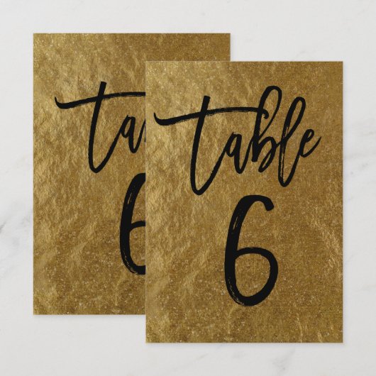 Goudkleurige folie moderne script tafelnummer 6 (Voorkant / Achterkant)