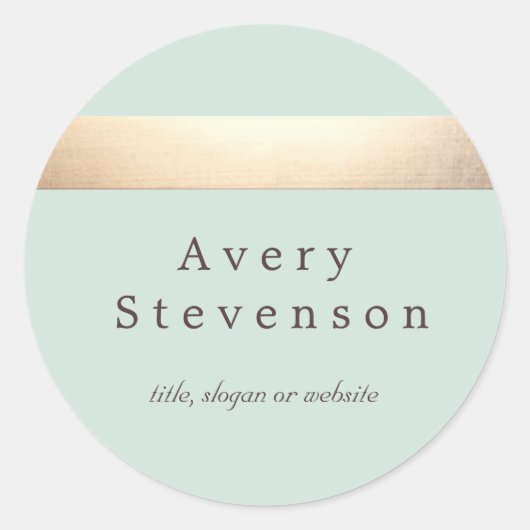 Goudkleurige gestreepte moderne lichtblauwe chique ronde sticker (Voorkant)