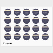 Goudkleurige gestreepte moderne marineblauw chic ronde sticker (Vel)