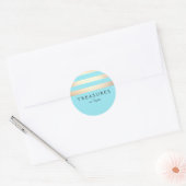 Goudkleurige gestreepte moderne turquoise blauw ronde sticker (Envelop)