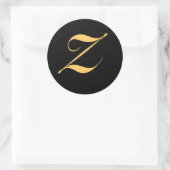 Goudkleurige initiaal Z op zwarte monogram sticker (Tas)