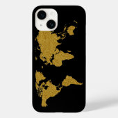 goudkleurige kaart van de Aarde Case-Mate iPhone Case (Achterkant)