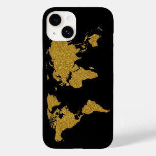 goudkleurige kaart van de Aarde Case-Mate iPhone 14 Hoesje