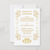 Goudkleurige klokken ontwerp bruiloft kaart (Voorkant)