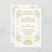 Goudkleurige klokken ontwerp bruiloft kaart (Voorkant / Achterkant)