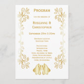 Goudkleurige klokken ontwerp bruiloft programmakaart (Voorkant)
