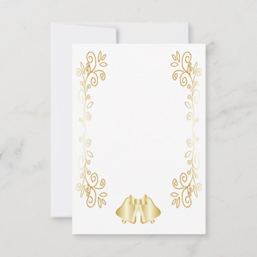 Goudkleurige klokken ontwerp bruiloft RSVP kaartje (Achterkant)
