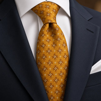 Goudkleurige Marigold Medaillon Foulard Stropdas