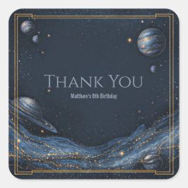 Goudkleurige nevel sterrenstelsel planeet grens va vierkante sticker