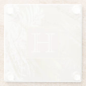 Goudkleurige palmboombladeren monogram met blos glazen onderzetter (Achterkant)