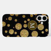 goudkleurige polka-stippen op zwart Case-Mate iPhone case (Achterkant (horizontaal))