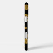 goudkleurige polka-stippen op zwart Case-Mate iPhone case (Achterkant / Rechts)