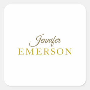 Goudkleurige professionele minimalistische moderne vierkante sticker
