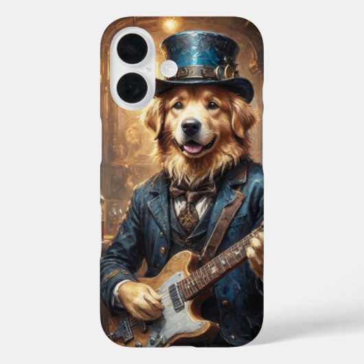 Goudkleurige retriever die gitaar speelt op het po Case-Mate iPhone case (Achterkant)
